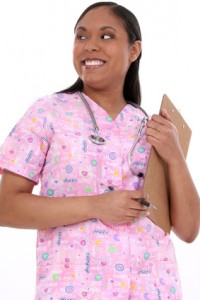 beautiful pediatric nurse in scrubs